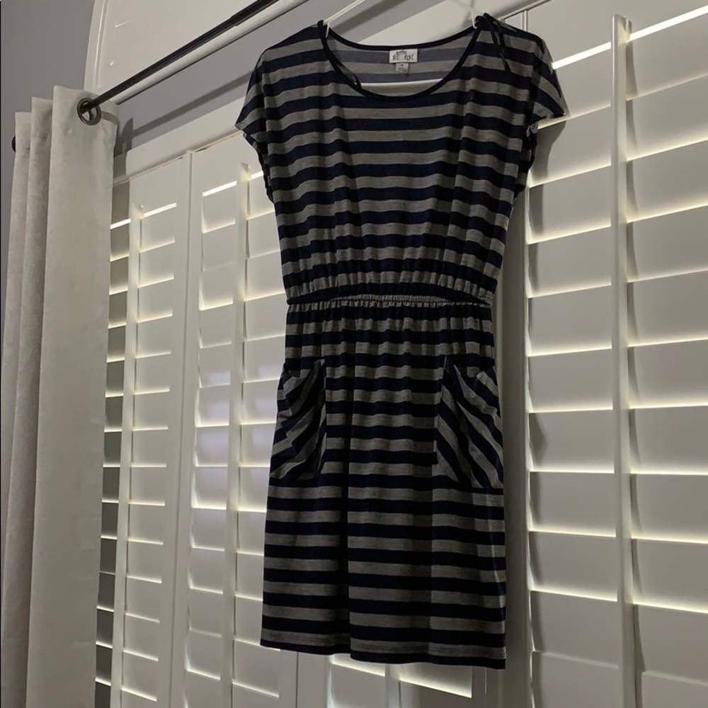 Navy stripe mini dress